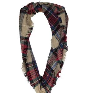 Women's Plaid Infinity Scarf 34 x 22 Winter Holiday Christmas Style